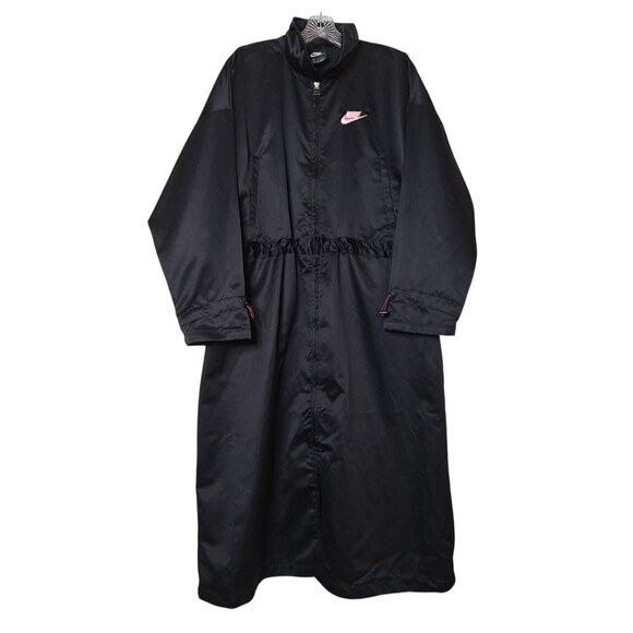 Nike Long Icon Clash Jacket Adult Med Black CU5974-010 Swoosh Logo Graphic Satin - Picture 1 of 16